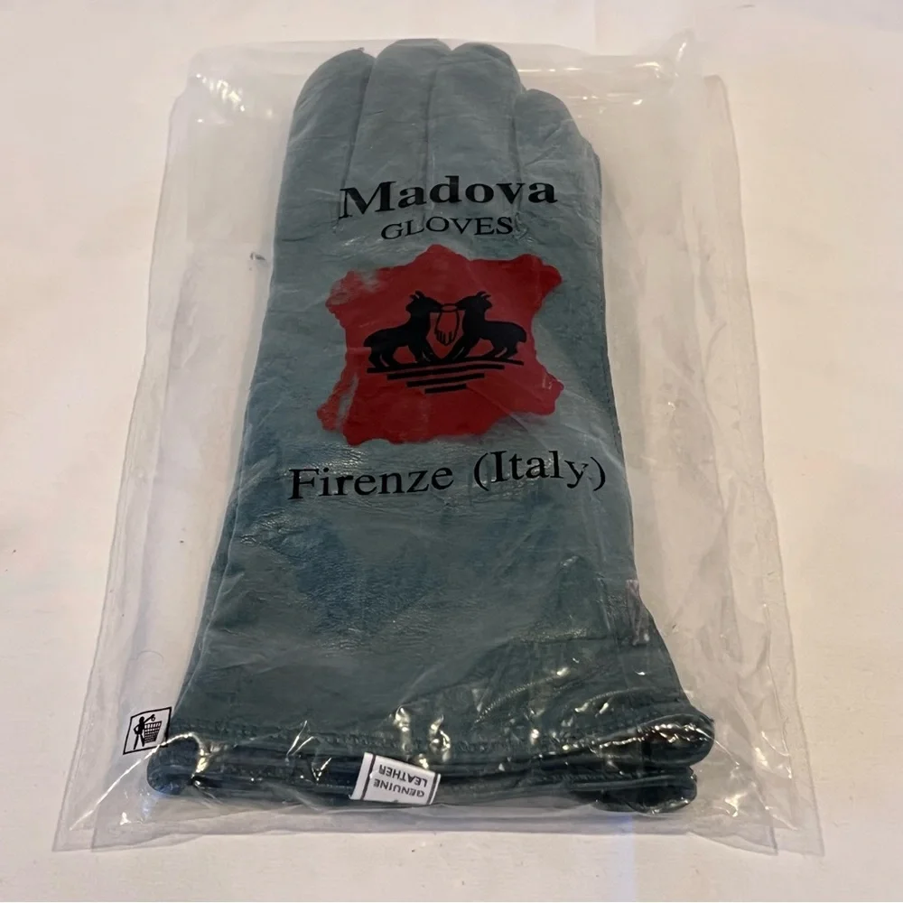 Madova Firenze Italy Cashmere Lined Leather Gloves Women’s Size 7 Green NWT